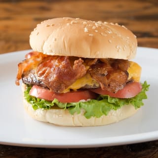 Bacon Cheeseburger with Fries and Soda Can
